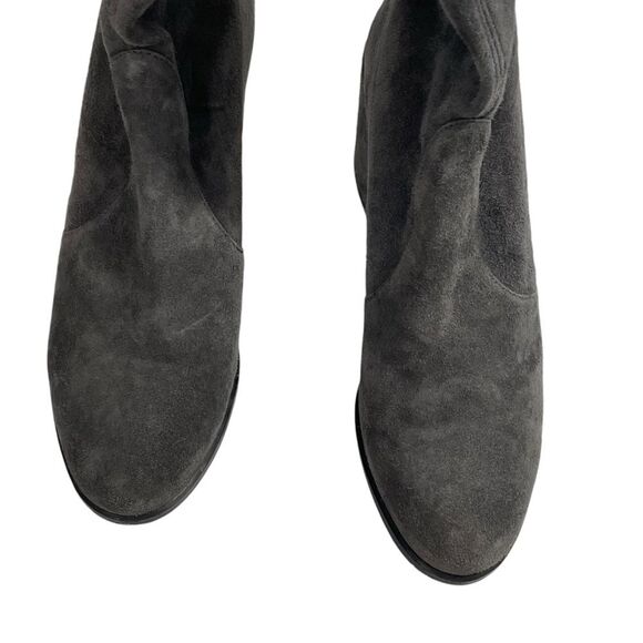 Stuart Weitzman Gray Suede Over-the-Knee Boots Sz 7 Almond Toe Block Heel Shoes - Picture 3 of 12